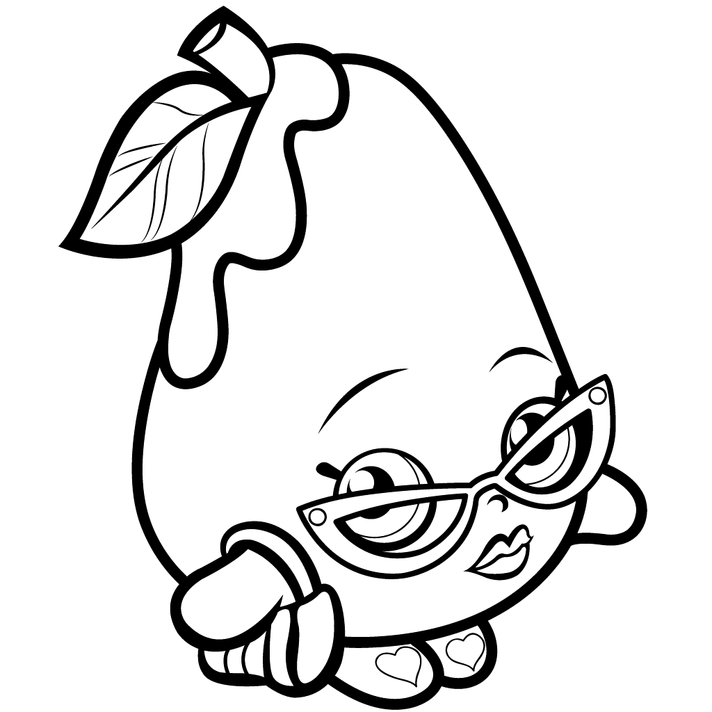 1024x1024 Posh Pear Coloring Page Shopkins Fruit Amp Vegetable