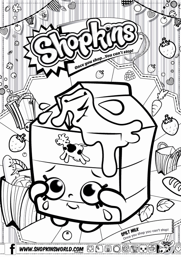 595x842 Shopkins Colour Color Page Spilt Milk Shopkinsworld Peas Coloring