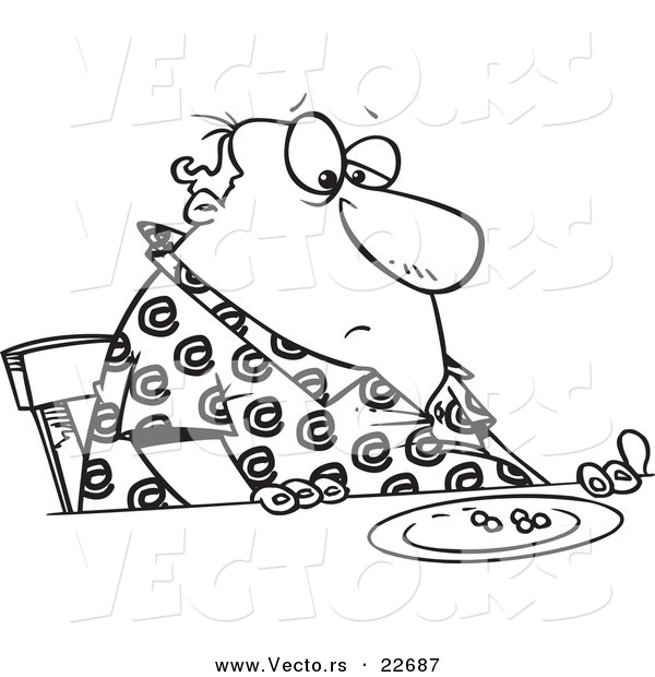 600x620 Vector Of A Cartoon Fat Man Eating Peas