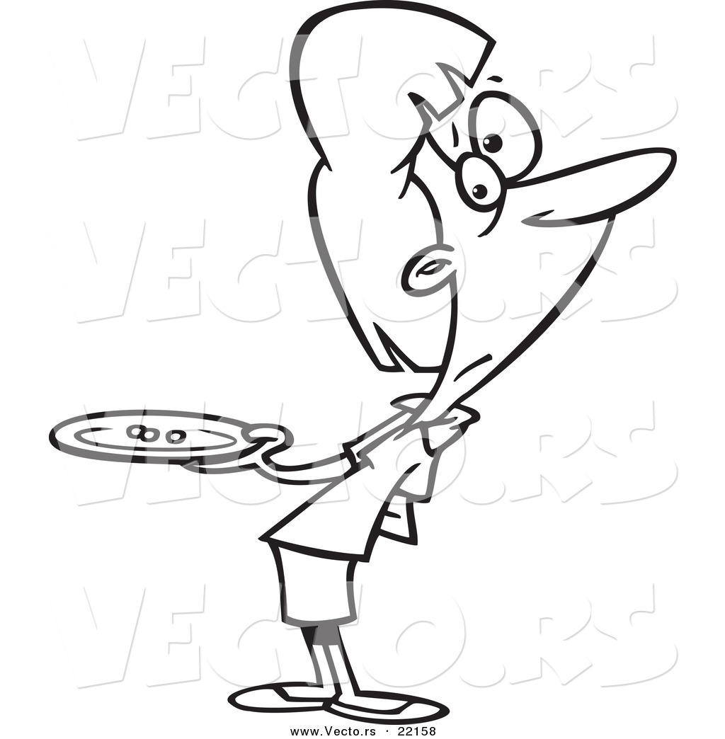 1024x1044 Vector Of A Cartoon Hungry Woman Holding A Plate With Three Peas