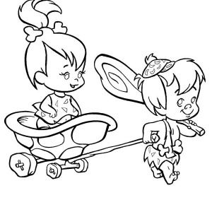 300x300 The Flintstones, Bamm Bamm Pull Pebbles On Cart In