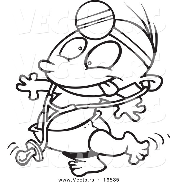 600x620 Vector Of A Cartoon Baby Doctor Wearing A Stethoscope And Head