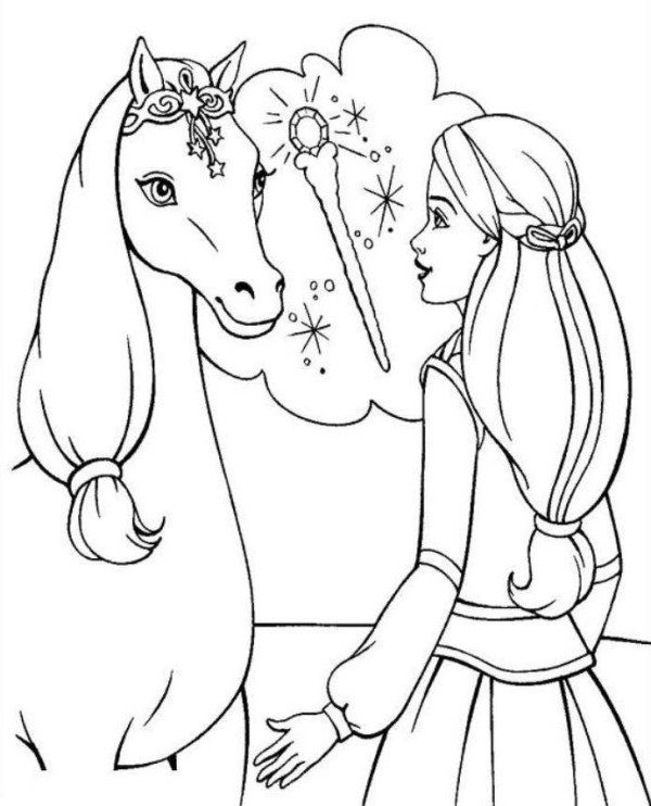 600x742 Pegasus Coloring Pages Barbie Horse Coloring Page. Barbie