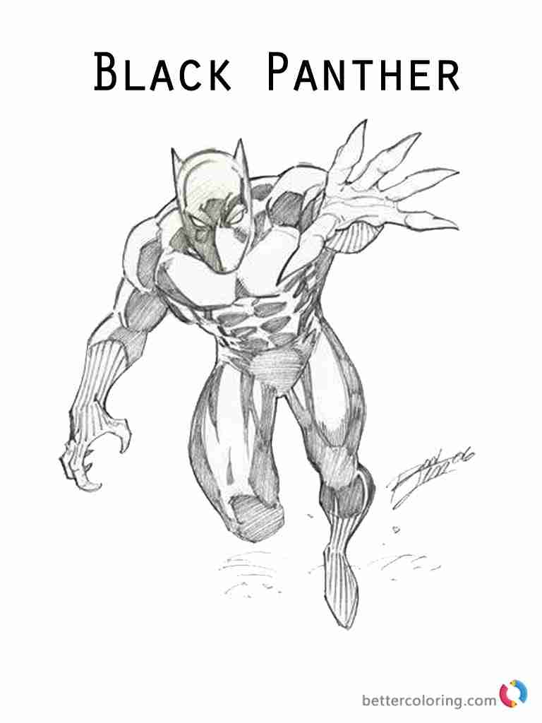768x1024 Marvel Black Panther Coloring Page Pencil Drawing Free Printable