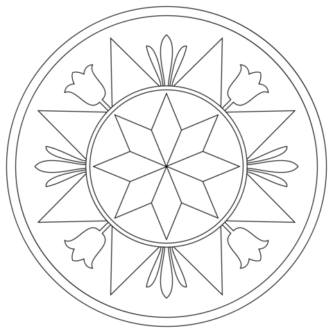 480x480 Pennsylvania Hex Sign With Compass Rose Coloring Page