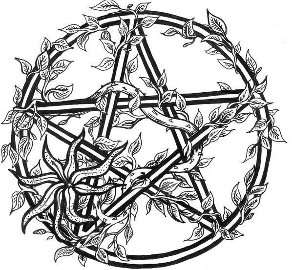 600x553 Tiggi Stones Tattoo Design. Overgrown Pentacle Wiccan Pagan