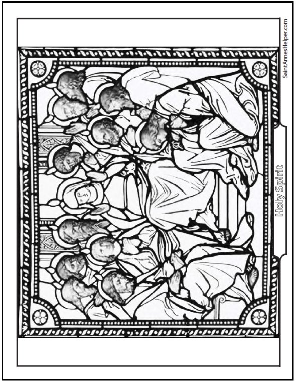 590x762 Pentecost Coloring Page Holy Ghost, Mary, Apostles