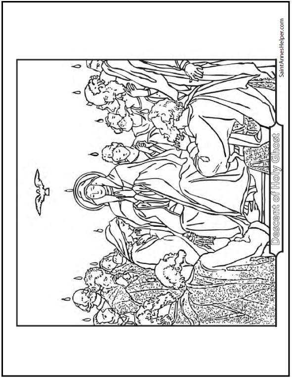 590x762 Pentecost Coloring Page Holy Ghost, Mary, Apostles