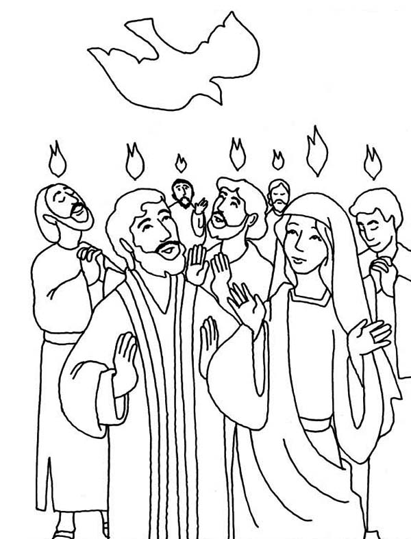 600x787 Everyone Is Praise Pentecost Day Coloring Page Color Luna