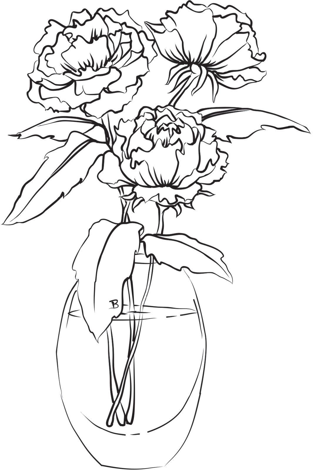 1065x1600 Beccy's Place Peonies In A Vase Flower Amp Leaves Clip Art