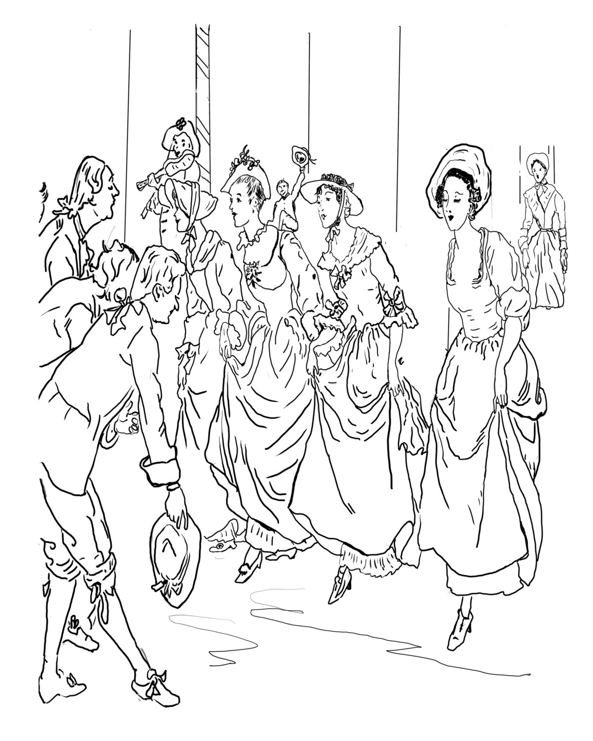 1200x1500 Ballroom Dance A Hand Drawn Vintage Coloring Page