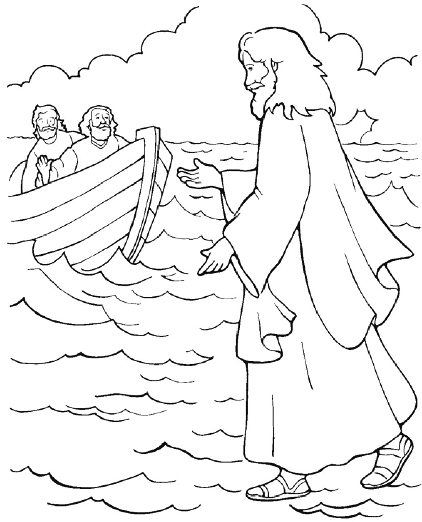 828x1024 Jesus Walks On Water Coloring Page Paginone Biz In Qqa Me