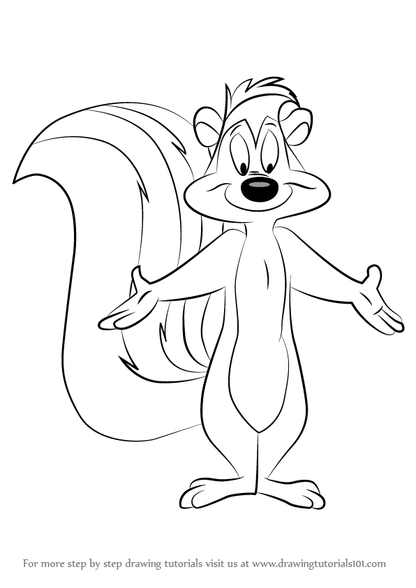 596x842 Learn How To Draw Le Pew Le Pew) Step By Step Drawing