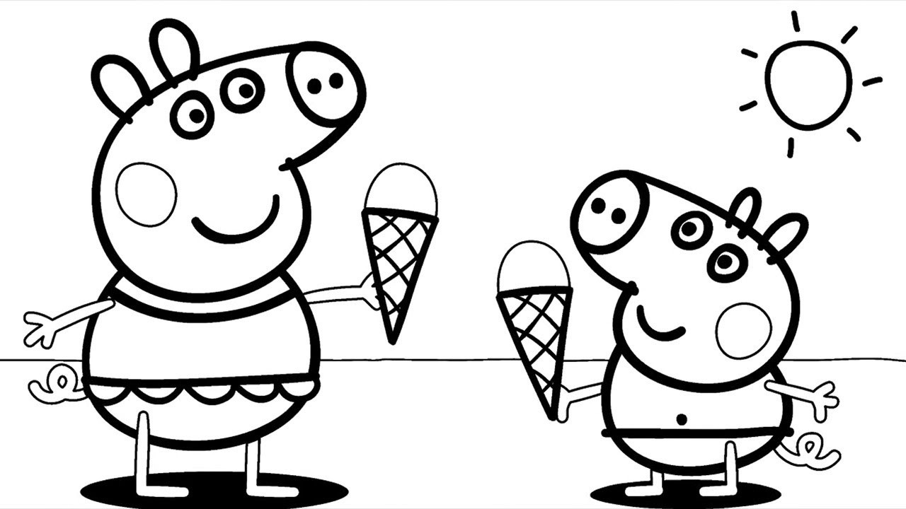 1280x720 Coloring Pages Peppa Pig