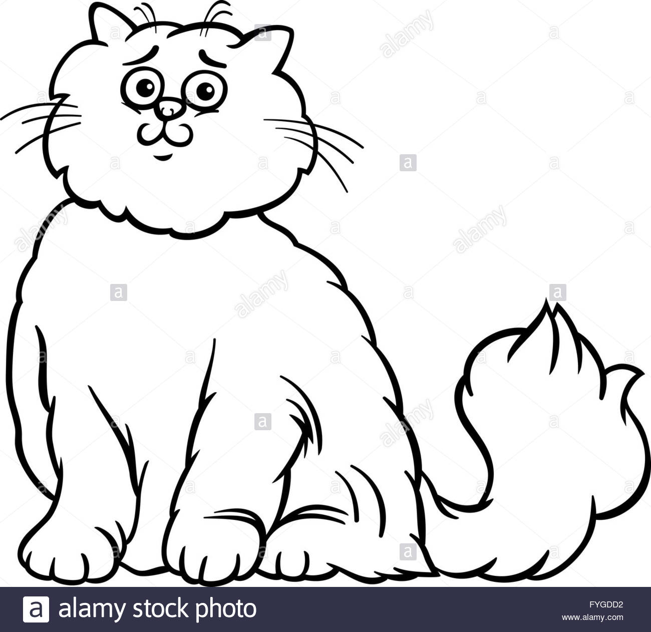 1300x1262 Persian Cat Cartoon Coloring Page Stock Photo 103009342
