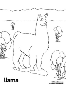 269x350 Free South America Peru Llama Coloring Page By Kid World Citizen