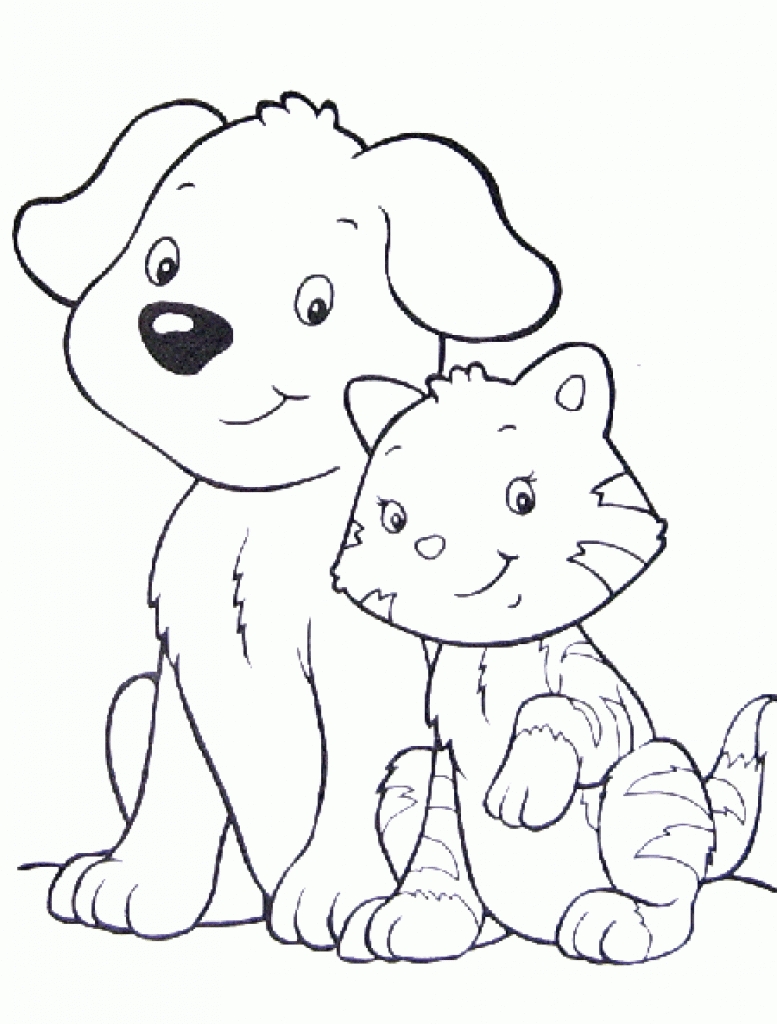 777x1024 Cat And Dog Coloring Pages 0