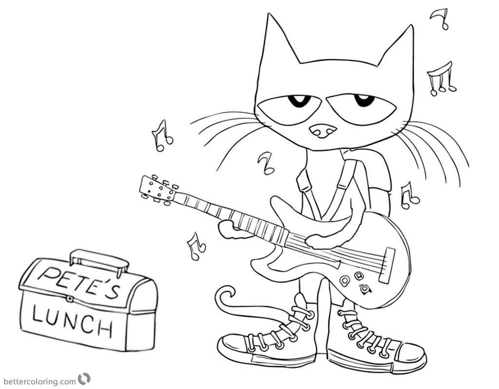 1024x800 Pete The Cat Coloring Pages Play Guitar For Lunch