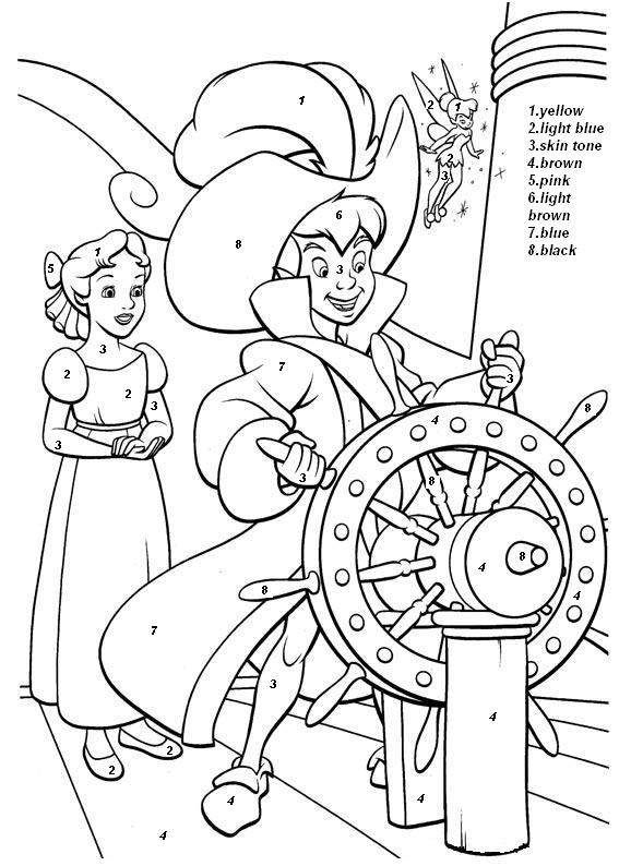567x794 Color By Number Coloring Pages Peter Pan And Wendy Color By