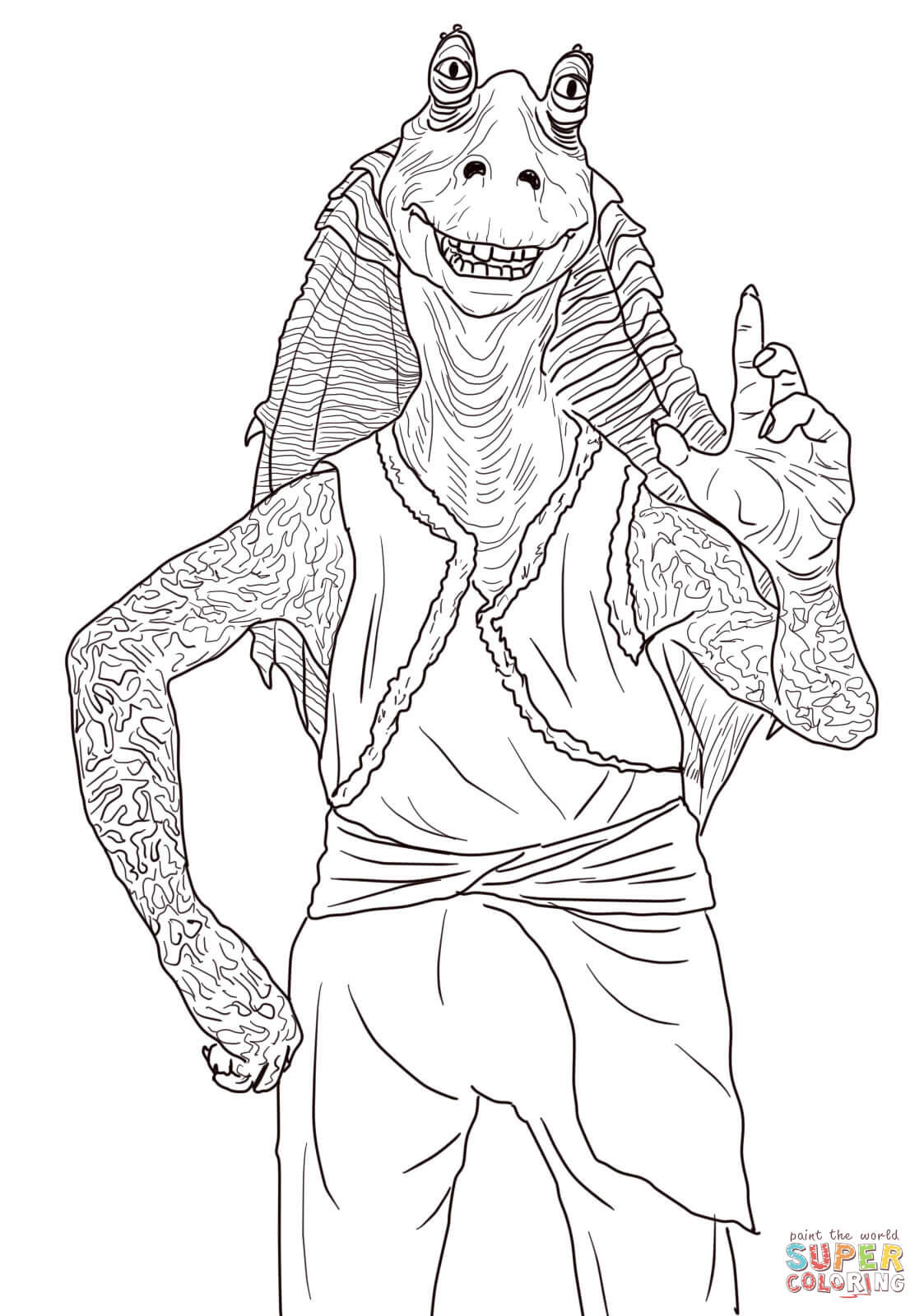 1123x1600 Important Phantom Menace Coloring Pages Jar Binks Page Free