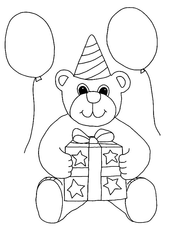 600x787 Happy Birthday Teddy Bear Coloring Page Download Free, Happy
