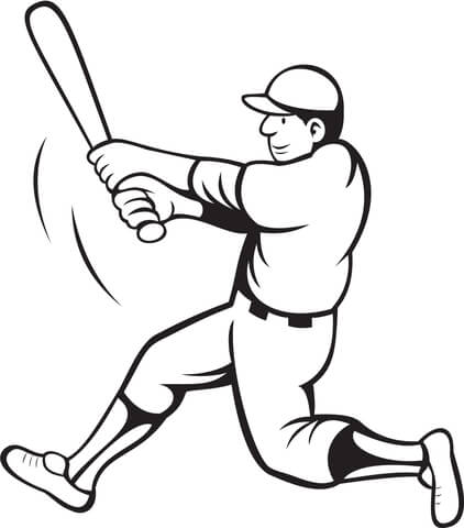 422x480 Baseball Batter Swinging Stick And Make A Hat Coloring Page