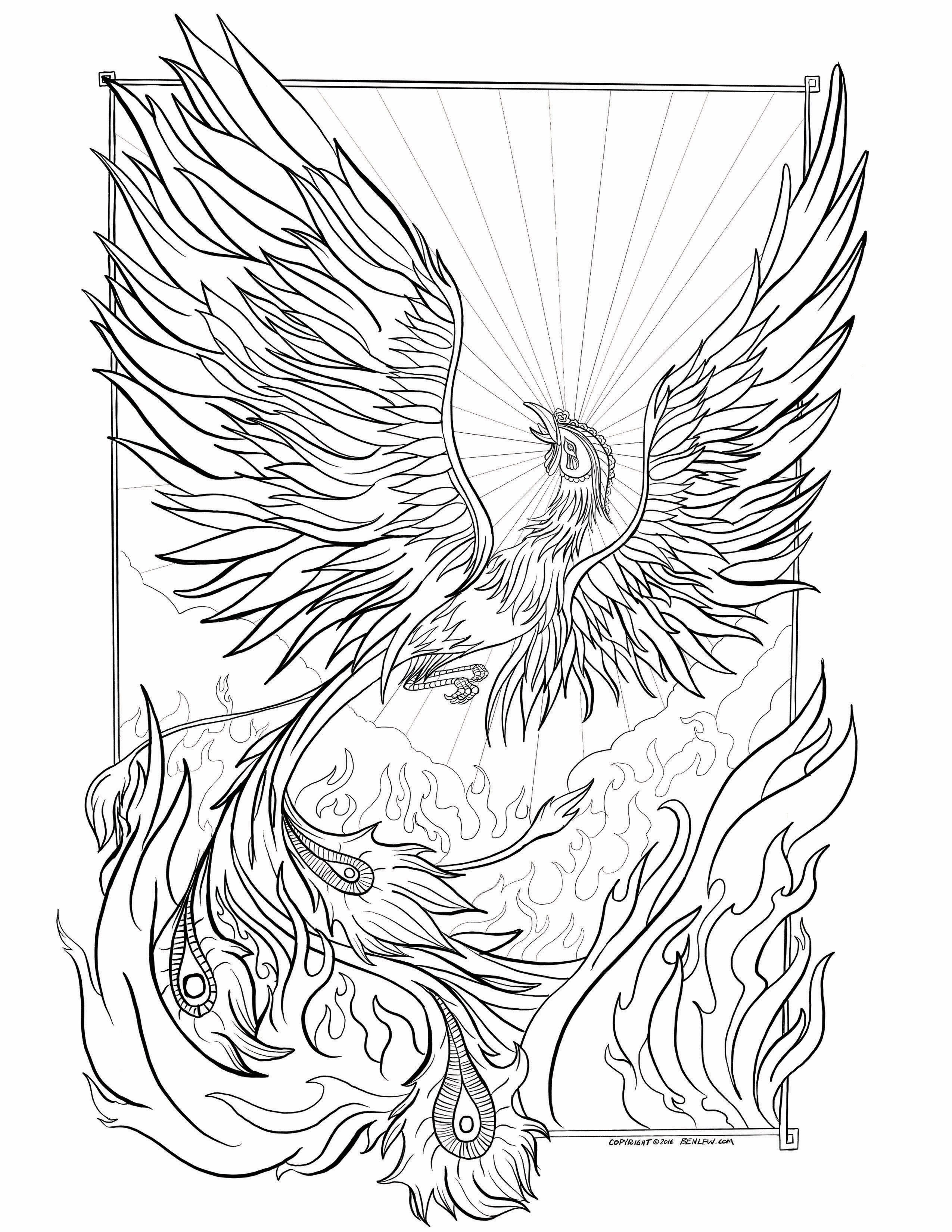 2550x3300 Realistic Phoenix Coloring Pages