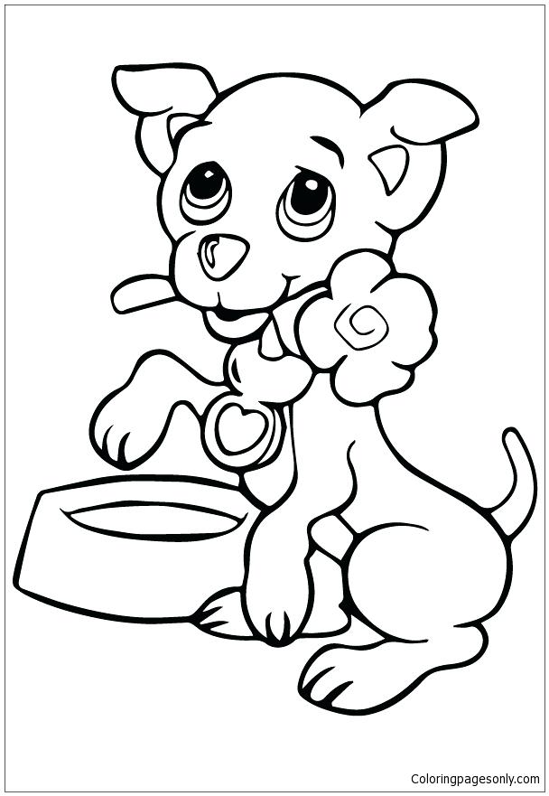 608x881 Free Coloring Pages Of Puppies Puppy And Flower 1 Coloring Page