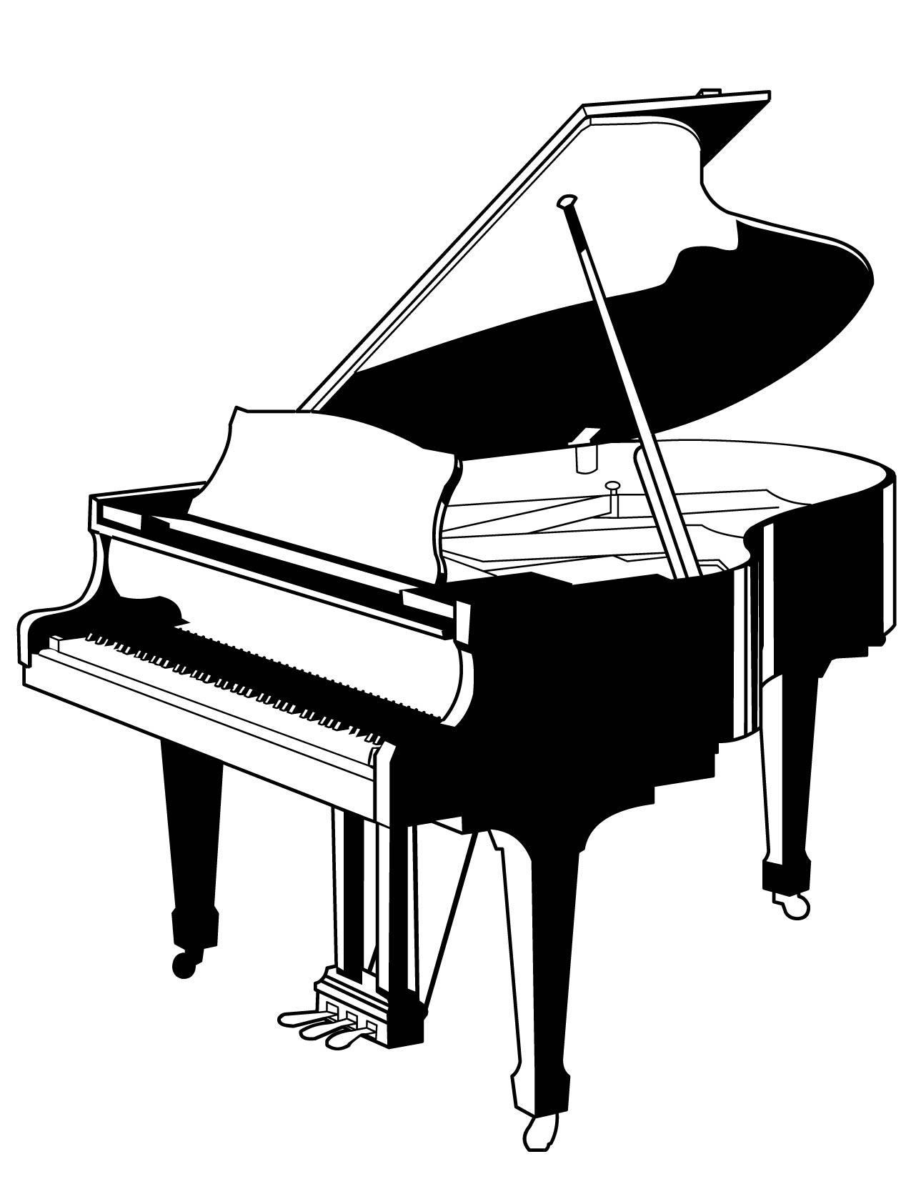 1275x1650 Piano Coloring Page