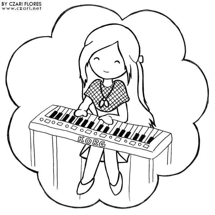 720x720 Piano Coloring Pages Girl Playing Piano Coloring Page Piano Keys