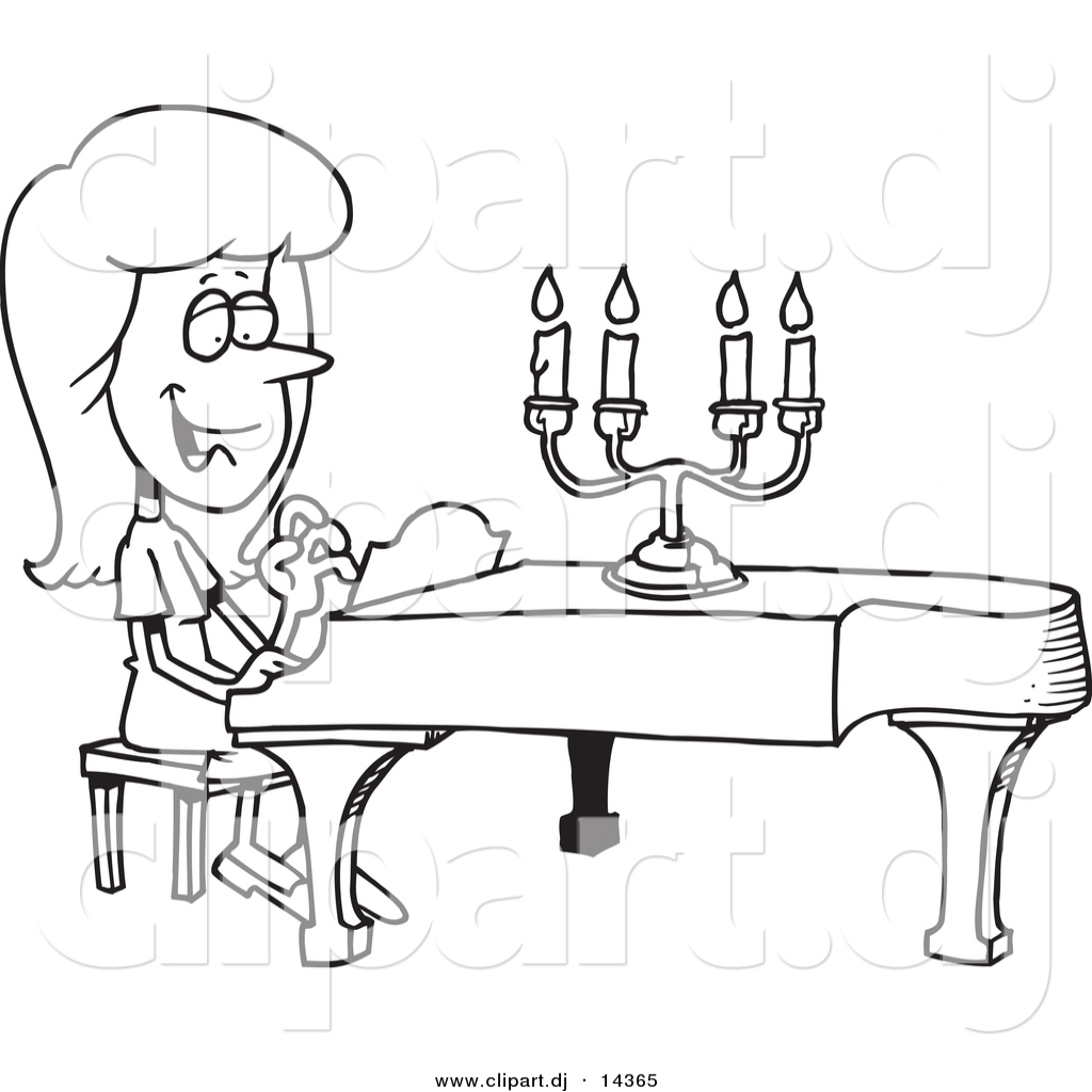1024x1024 Vector Of Cartoon Girl Playing A Piano Coloring Page Outline