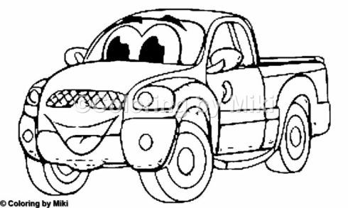 490x293 Cartoon Pickup Truck Coloring Page