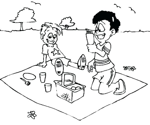 600x502 Summer Picnic Coloring Page Picnic Basket Coloring Page Picnic
