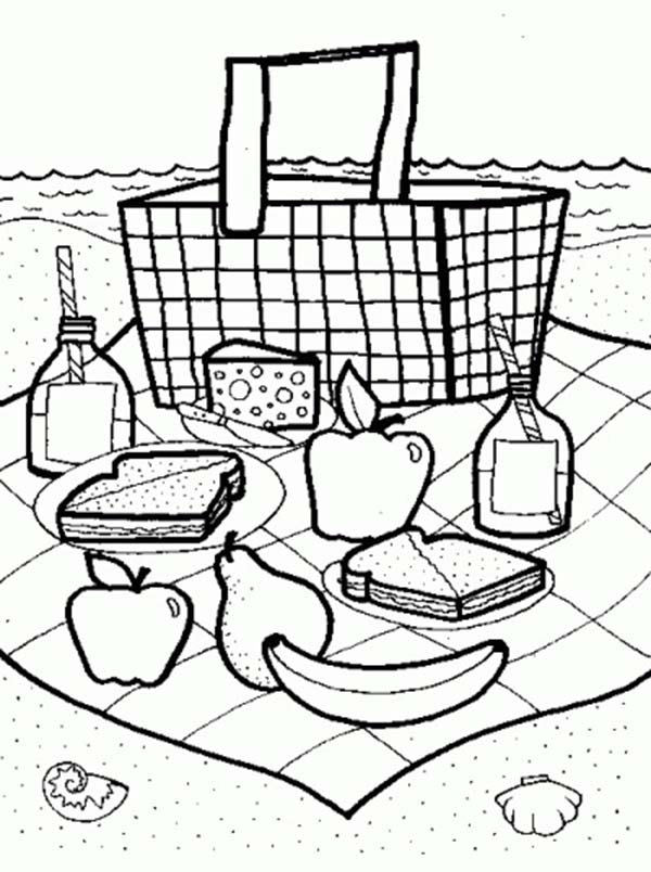 600x804 Picnic Launch On Summertime Coloring Page