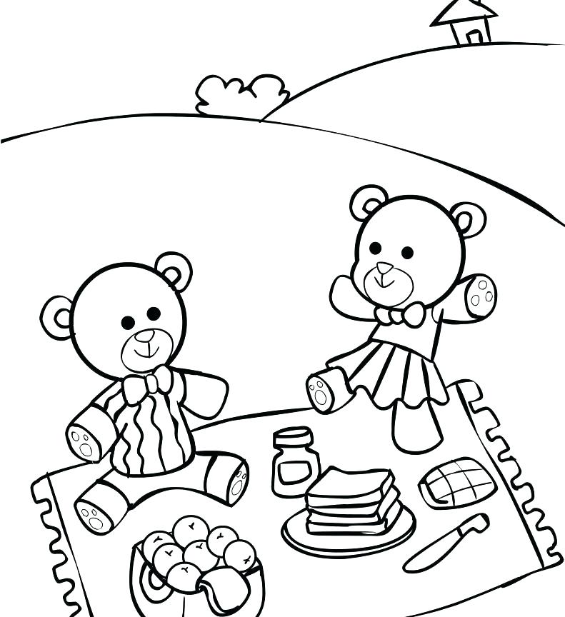 791x864 Picnic Coloring Page Teddy Bears Picnic Colouring Page Picnic Food