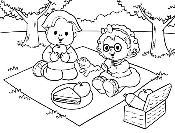 600x457 Family Picnic Coloring Pages For Picnic Coloring Pages