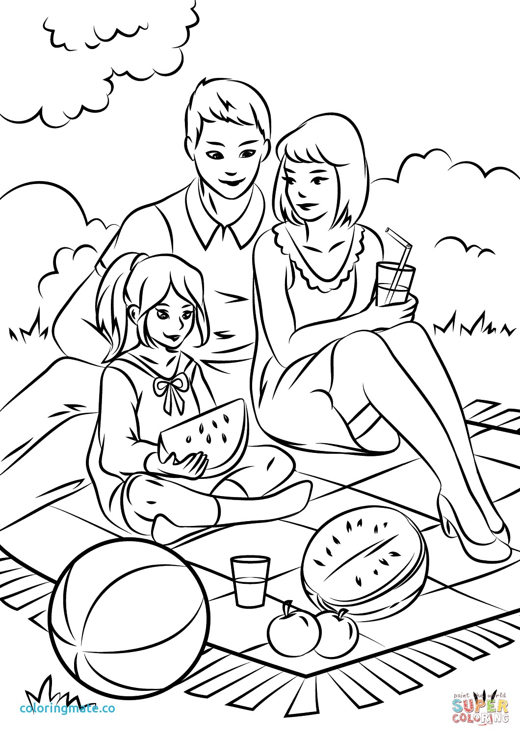 1060x1500 Family Day Coloring Pages Best Of Picnic Scene Page Free Printable