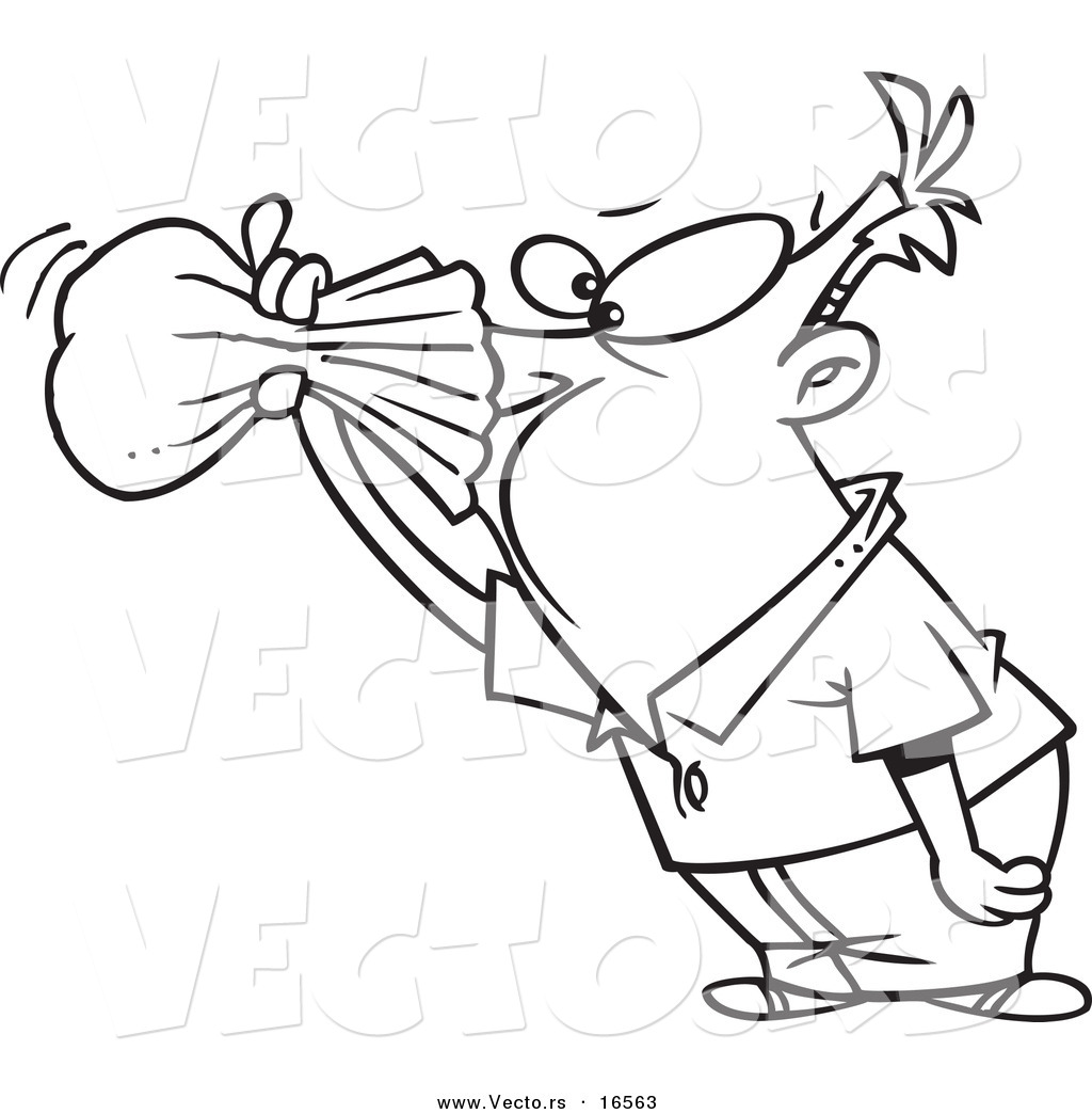 1024x1044 Vector Of A Cartoon Nauseous Man Breathing Into A Paper Bag