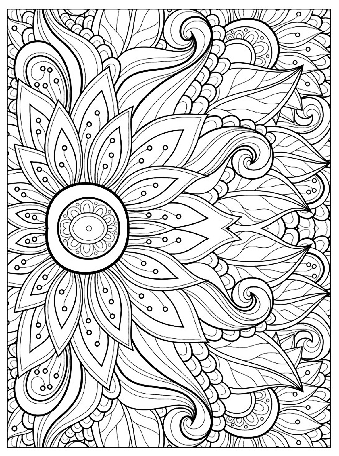 1180x1584 Awesome Adult Coloring Pages Flower Collection Printable