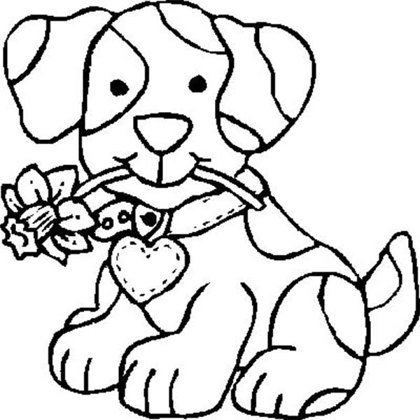 600x600 Dog Bite A Flower Coloring Page Color Luna
