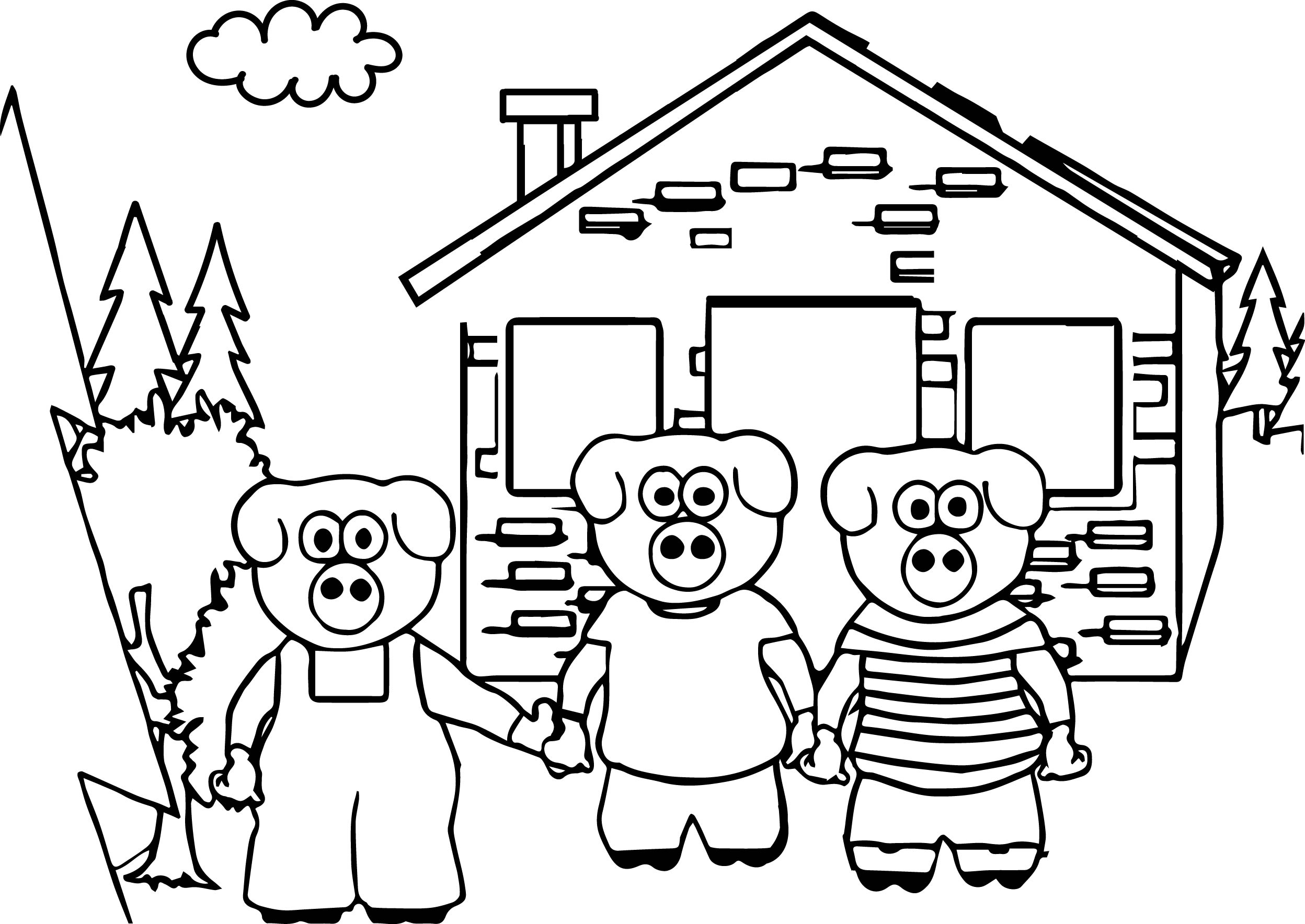 2496x1769 Coloring Pages. 3 Little Pigs Coloring Page