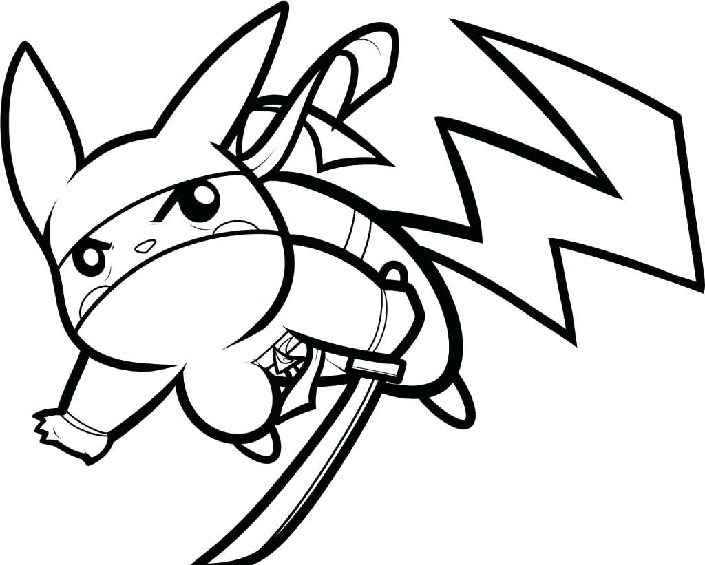 1024x821 Coloring Pages ~ Pikachu Coloring Page Ninja Picture