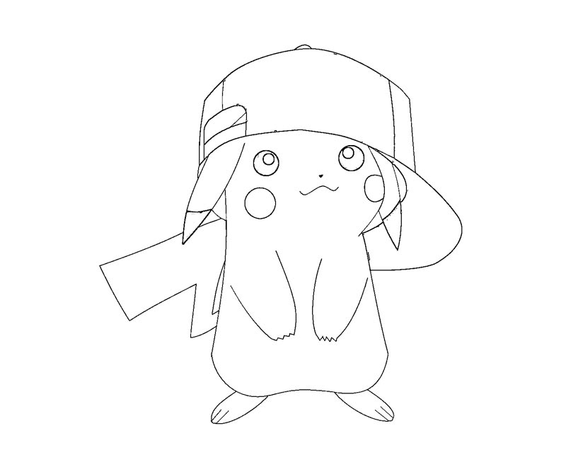 Pikachu With Hat Coloring Pages