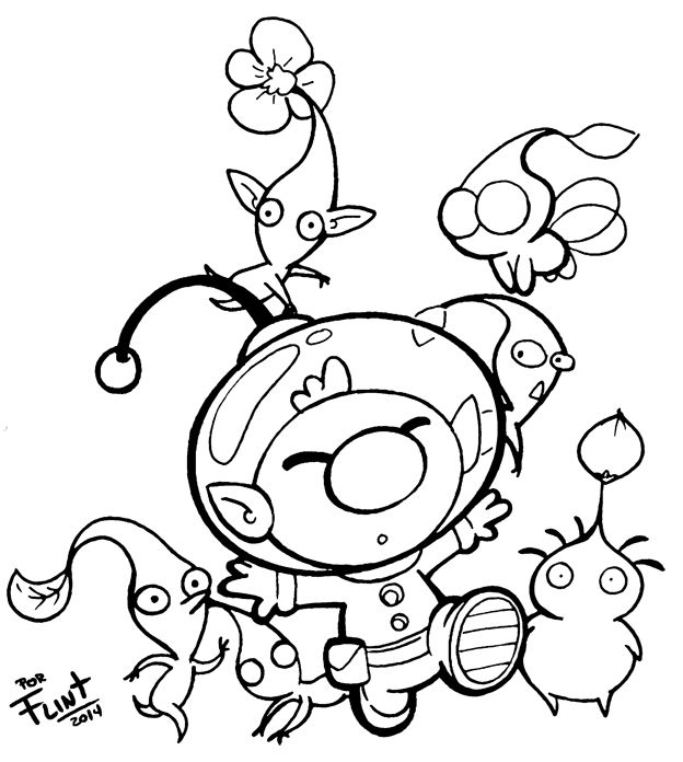 624x696 Olimar And Pikmin By Flintofmother3 D873yvf.jpg Pikmin