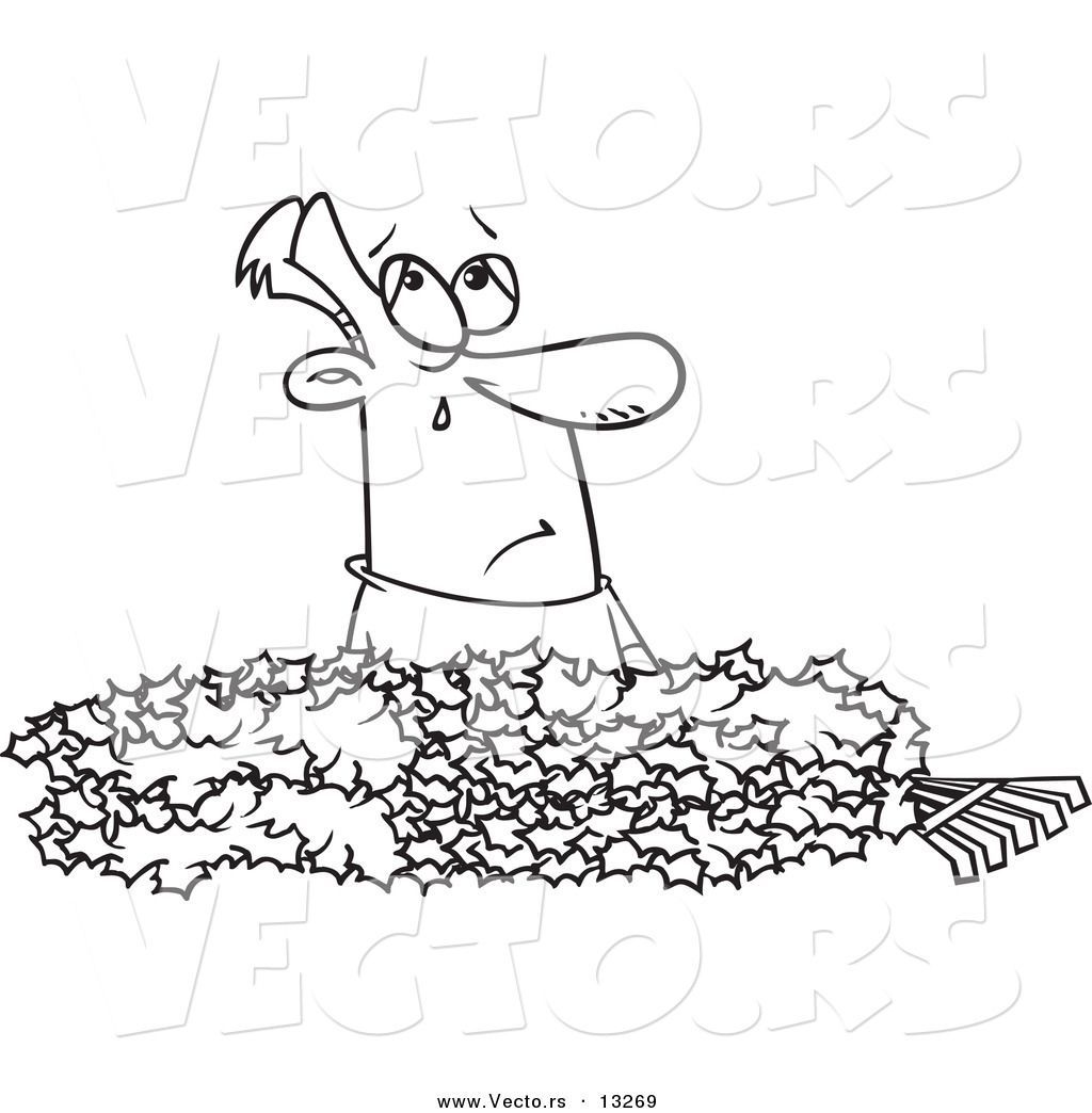 1024x1044 Amazing Vector Of A Cartoon Man Crying In Pile Autumn Leaves
