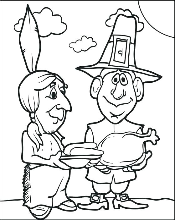 559x700 Indian Coloring Pages Free Printable Pilgrim And Coloring Page