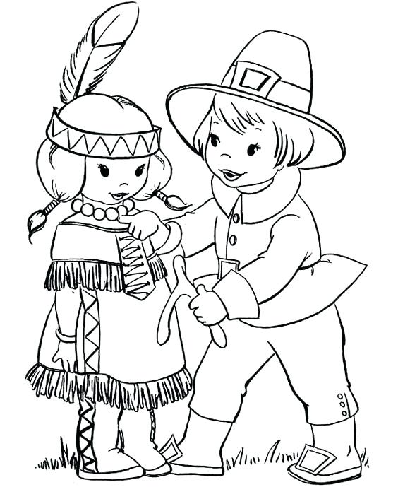 564x689 Pilgrim And Indian Coloring Pages