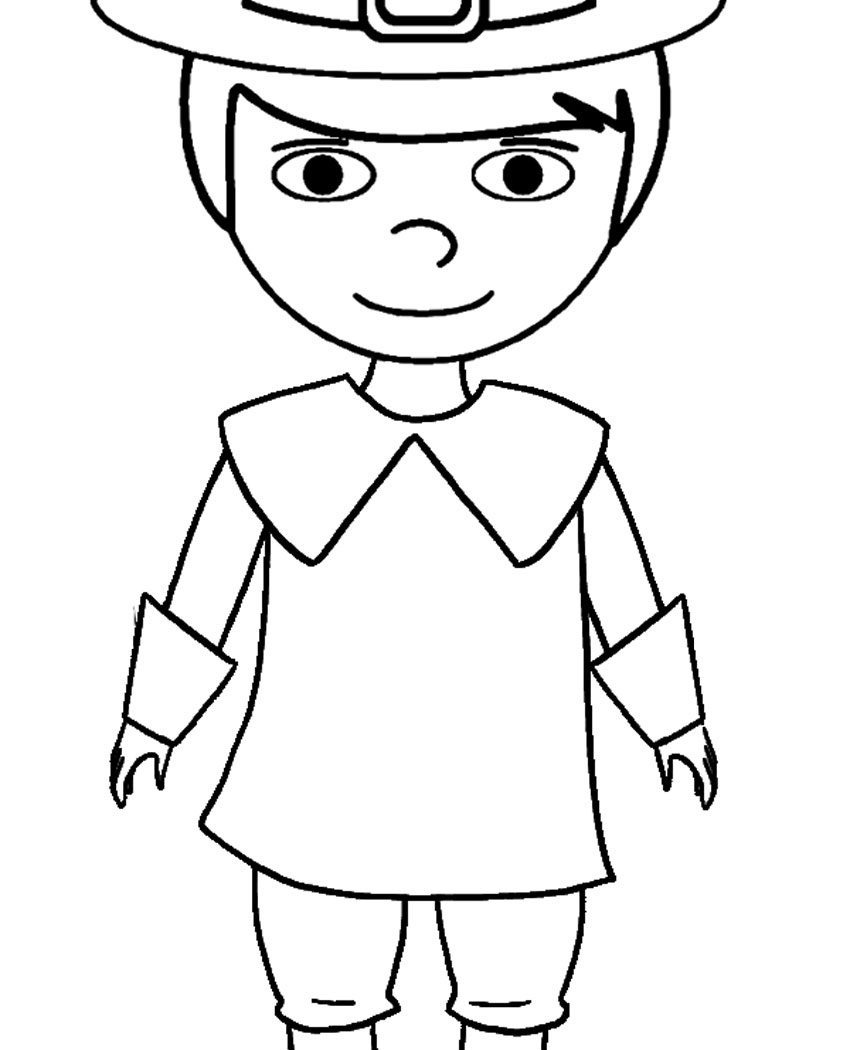 850x1050 Free Printable Pilgrim Coloring Pages Cartoons Thanksgiving Hat