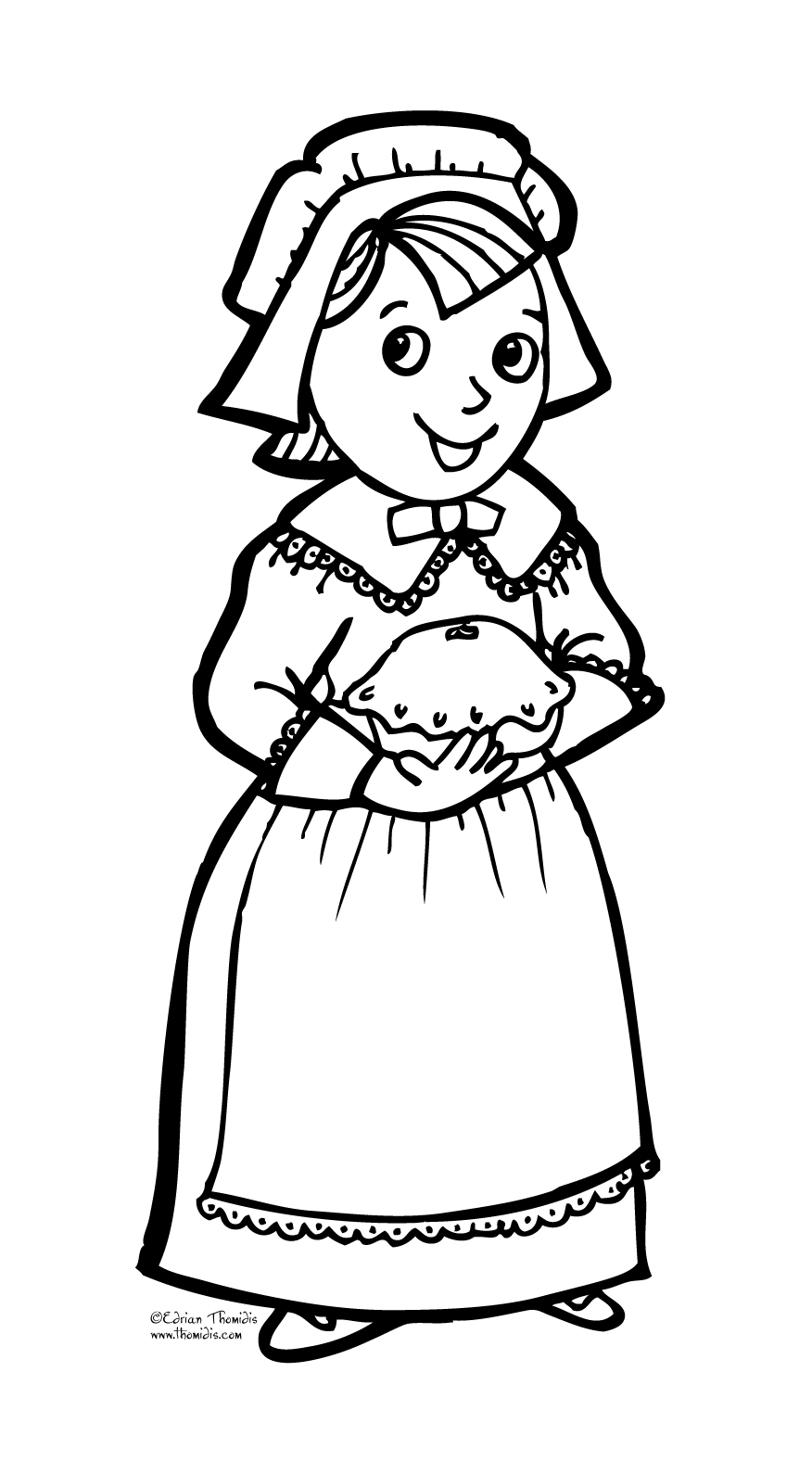 876x1576 Pilgrim Girl Coloring Page