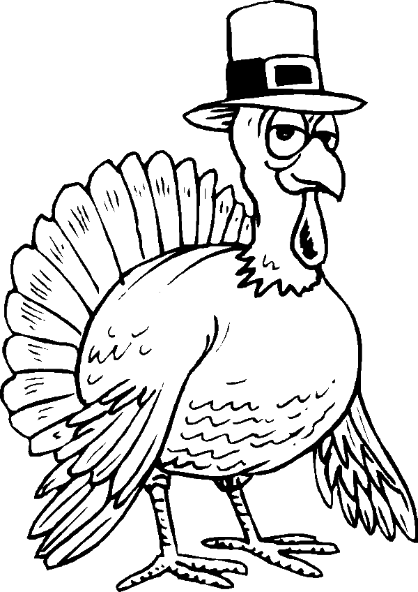 600x848 Turkey Wearing Pilgrim Free Coloring Page Animals, Holidays